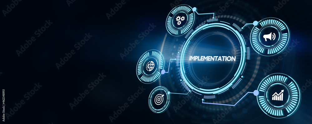 IMPLEMENTATION, web technology concept. Business, Technology, Internet and network concept. 3d illustration IMPLEMENTATION, web technology concept. Business, Technology, Internet and network concept. 3d illustration