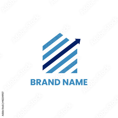 Home and arrow up logo design template, House investment icon.
