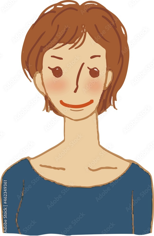 ショートカットの笑顔の若い女性。 ショートカットの笑顔の若い女性。