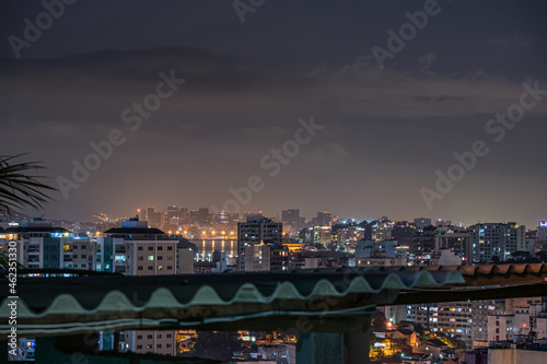Niterói, Rio de Janeiro, Brazil - CIRCA 2021: Long exposure urban night photography with buildings and lights of a Brazilian city