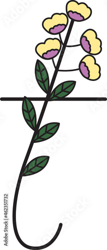 Font design in the form of flowers. Suitable for making logos or used to teach children.