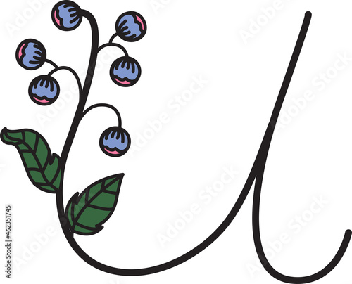 Font design in the form of flowers. Suitable for making logos or used to teach children.