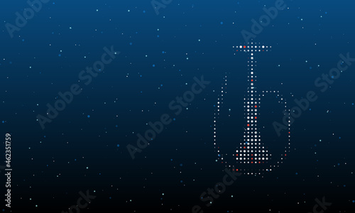 On the right is the hookah symbol filled with white dots. Background pattern from dots and circles of different shades. Vector illustration on blue background with stars