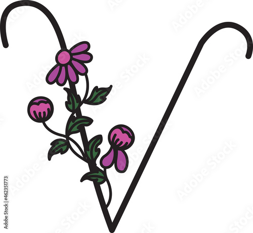 Font design in the form of flowers. Suitable for making logos or used to teach children.