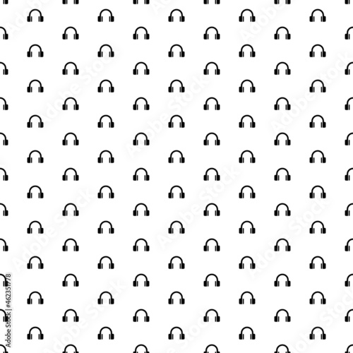 Square seamless background pattern from geometric shapes. The pattern is evenly filled with big black headphones symbols. Vector illustration on white background