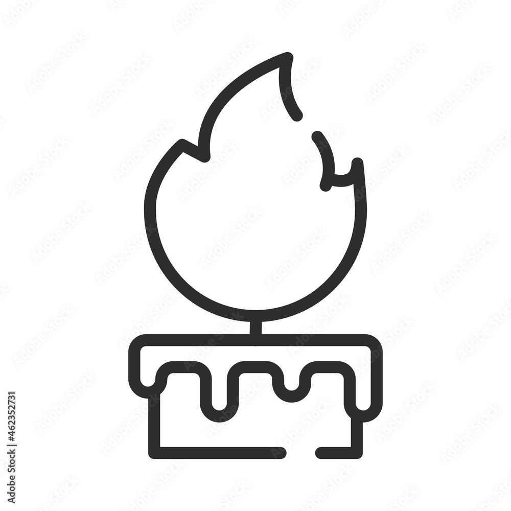 Single line icon of candle. High quality vector illustration for design, web sites, internet shops, online books etc. Editable stroke in trendy flat style isolated on white background Single line icon of candle. High quality vector illustration for design, web sites, internet shops, online books etc. Editable stroke in trendy flat style isolated on white background