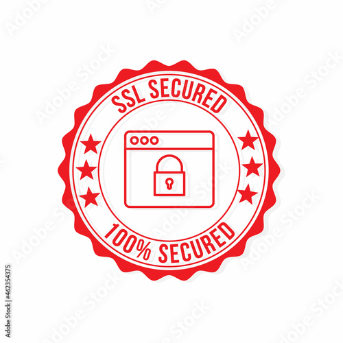 ssl secured red stamp vector illustration.isolated on white background