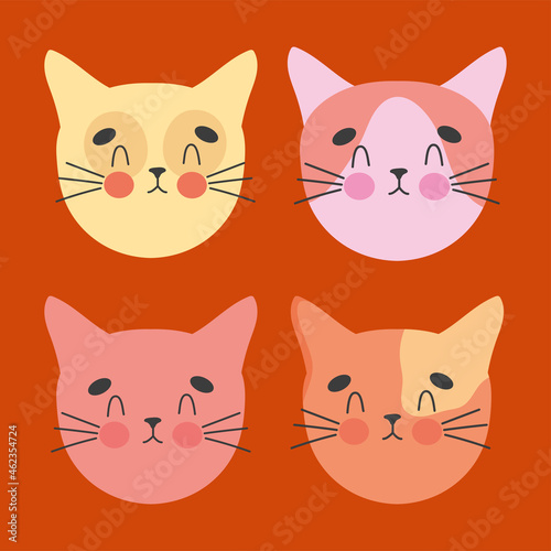 cute cat heads icon set