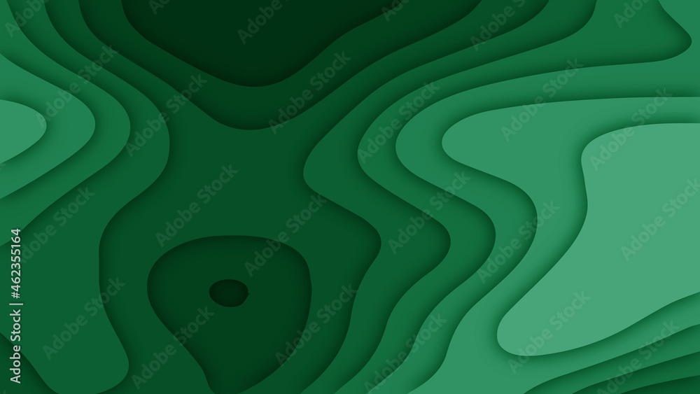 Modern 3d paper cut art template with abstract curve shapes, green color. Eco design concept background for flyers, bunners, presentations and posters. Vector illustration Modern 3d paper cut art template with abstract curve shapes, green color. Eco design concept background for flyers, bunners, presentations and posters. Vector illustration