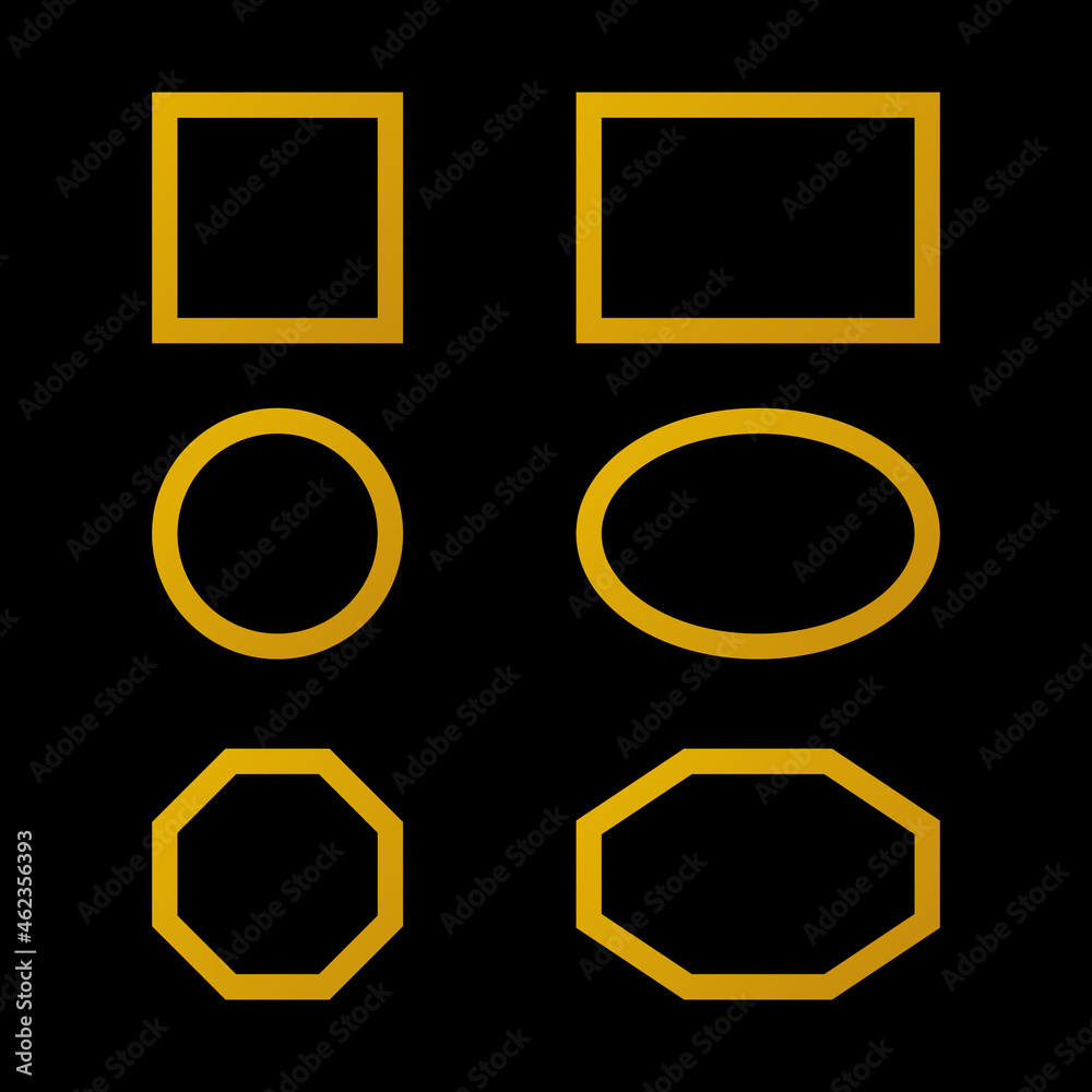 gold frame with different shape isolated on black background gold frame with different shape isolated on black background