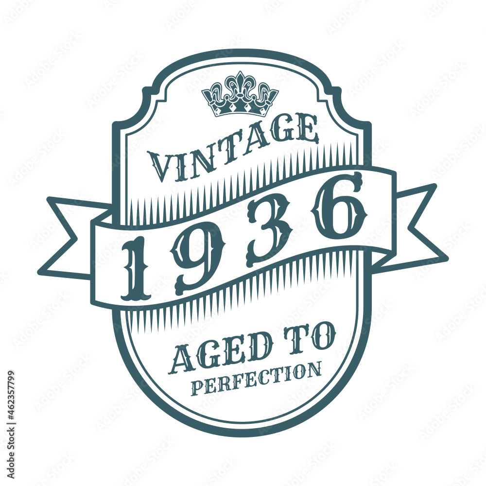vintage 1936 Aged to perfection, 1936 birthday typography design for T-shirt
