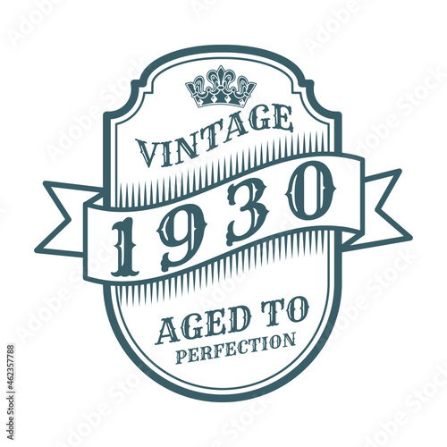 vintage 1930 Aged to perfection, 1930 birthday typography design for T-shirt
