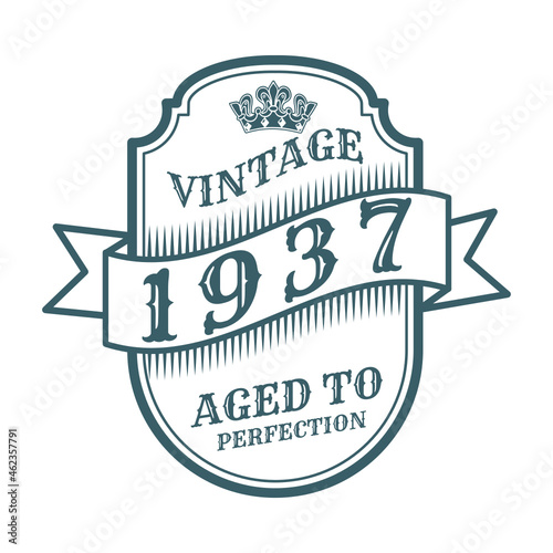 vintage 1937 Aged to perfection, 1937 birthday typography design for T-shirt