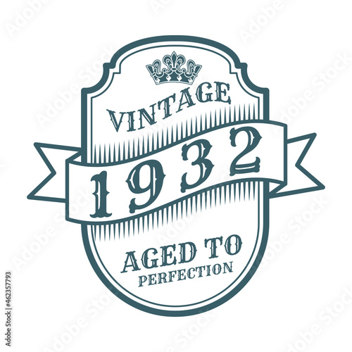 vintage 1932 Aged to perfection, 1932 birthday typography design for T-shirt