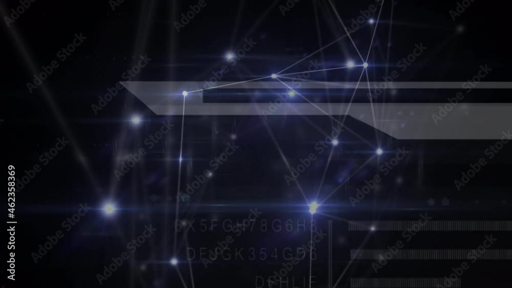 Animation of networks of connections and medical data processing over black background Animation of networks of connections and medical data processing over black background