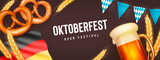 Festive oktoberfest horizontal background. Realistic oktoberfest event elements. Vector illustration