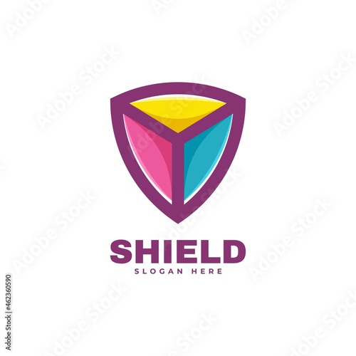 Free Download Vector Logo Illustration Shield Simple Mascot Style. - GFXLoad