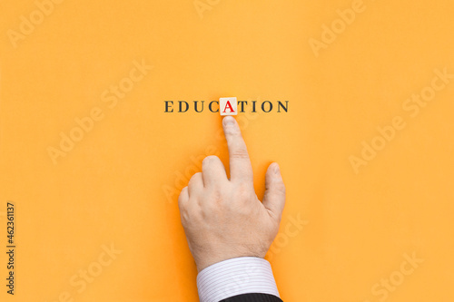 The inscription Education on an orange background
