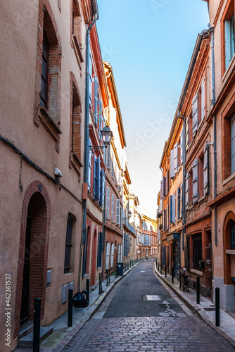 Typical street in Toulouse, Haute Garonne, Occitanie, France