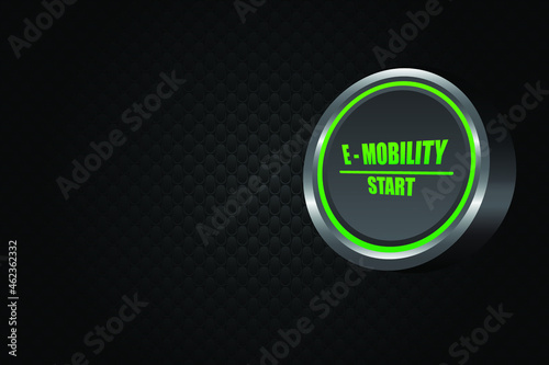 close up Green car button. Concept of e-mobility on  black background vector style
 ,illustration vector