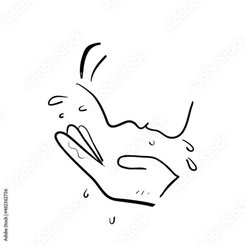 hand drawn doodle woman washing face illustration vector isolated