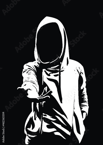 stencil urbex persoon. Een man kwam hier. Drempel, sillhouette