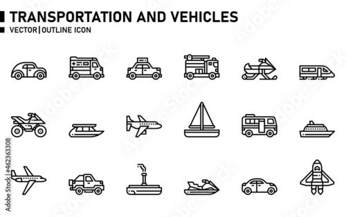 Transportation and vehicles icon for website, application, printing, document, poster design, etc.