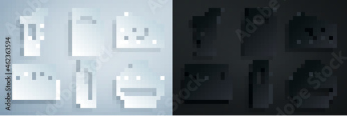 Set Drinking yogurt in bottle, Cheese, Bottle with milk, Cottage cheese, and Milkshake icon. Vector