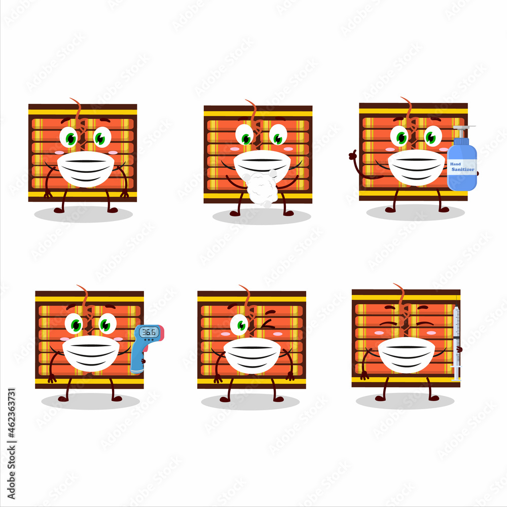 A picture of red firecracker string cartoon design style keep staying healthy during a pandemic