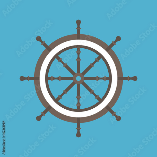 Helm, nautical steering wheel. Leadership, guidance, management, responsibility, adventure, journey and guidance concept. Flat design. Vector illustration. EPS 8, no gradients, no transparency
