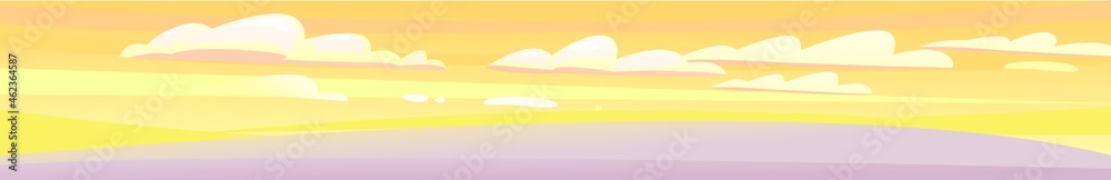 Morning or evening sky background vector. Illustration in cartoon style flat design. Heavenly atmosphere