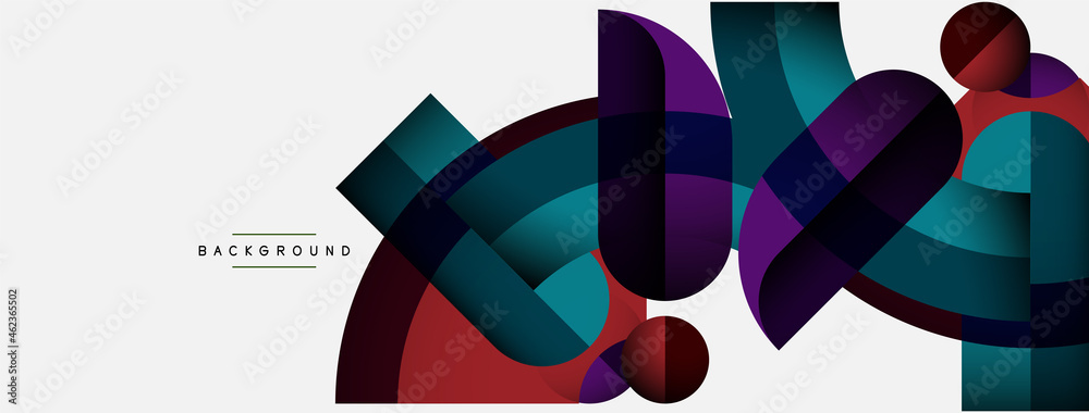 Geometric abstract background. Round shapes, circles, lines composition for wallpaper banner background or landing page Geometric abstract background. Round shapes, circles, lines composition for wallpaper banner background or landing page