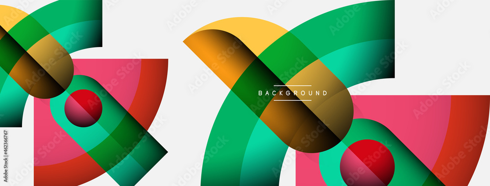 Trendy shapes, color minimal design composition, lines and shadows for wallpaper banner background or landing page