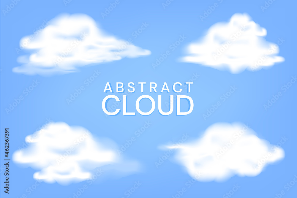 3d illustration. Abstract fluffy white clouds isolated on blue background. Weather forecast symbol. Cumulus clip art set collection. Sky design elements set 3d illustration. Abstract fluffy white clouds isolated on blue background. Weather forecast symbol. Cumulus clip art set collection. Sky design elements set