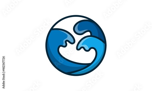 Blue wave water outline logo design.
