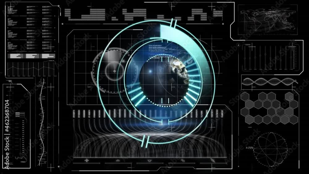 Animation of scope scanning over data processing on black background Animation of scope scanning over data processing on black background