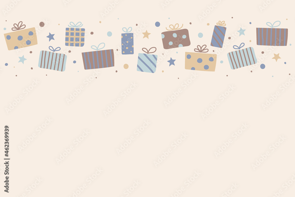 Christmas background with hand drawn present boxes. Vector Christmas background with hand drawn present boxes. Vector