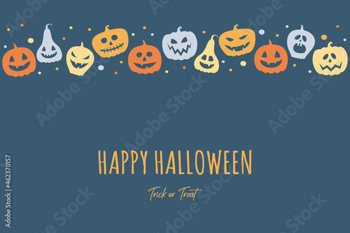 Background with funny pumpkins and wishes. Halloween card. Vector