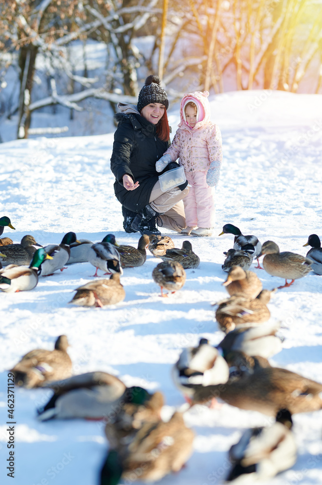 Fototapeta premium Happy family winter holiday theme