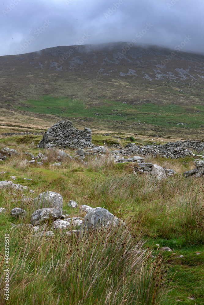 Slievemore. Abandoned village. Rocks. Achill island. Ireland Westcoast. Ghost town. 