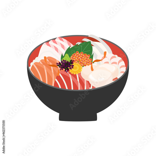 刺身を乗せた海鮮丼のベクターイラスト素材