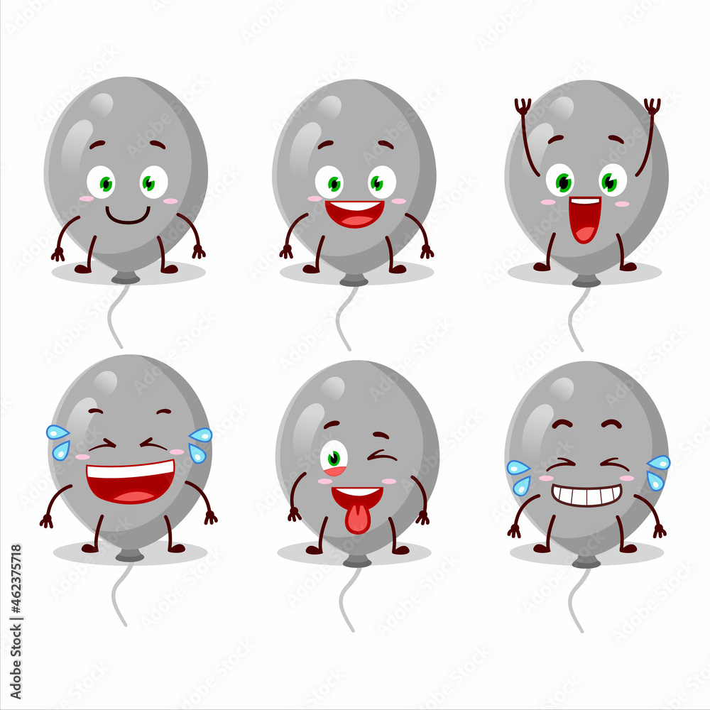 Obraz premium Cartoon character of grey balloons with smile expression