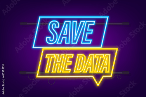 Save the date. Badge, mark on megaphone. Neon icon. Flat vector stock illustrations
