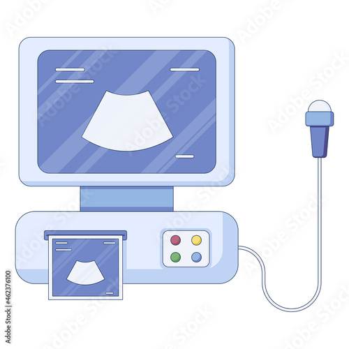 Vector icon of medical ultrasonography in a flat style isolated on a white background. Vector illustration