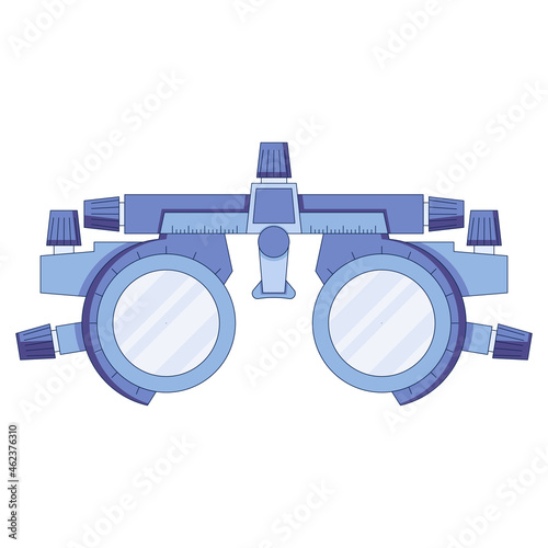 Optometrist icon in a flat style, eye test frame, vision test, diopter with scale of measurement icon isolated on a white background. Vector illustration