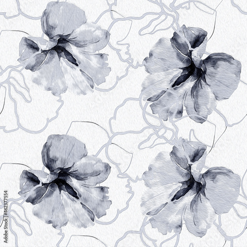 Watercolor flower on a white and colored background.Seamless pattern.