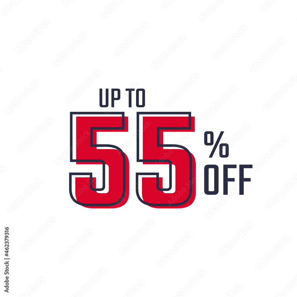 Discount Label up to 55% off Red Vector Template Design Illustration. Suitable Design for Shop and Sale Banners. Discount Label up to 55% off Red Vector Template Design Illustration. Suitable Design for Shop and Sale Banners.