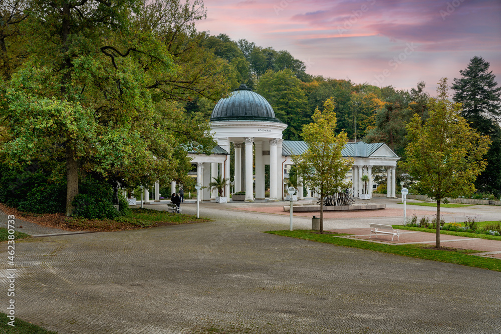 Pavilion of mineral water springs - colonnade (Kolonada in Czech) in Marianske Lazne (Marienbad) - Czech Republic, Europe
