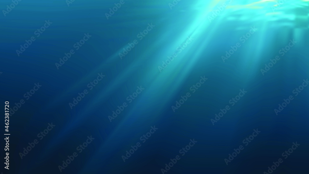 Sun rays and light shining through surface of ocean seen from underwater. Sun rays and light shining through surface of ocean seen from underwater.