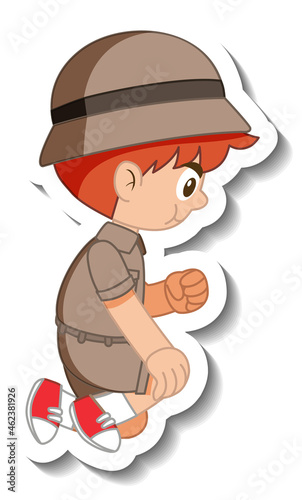 Little boy scout cartoon character sticker © blueringmedia